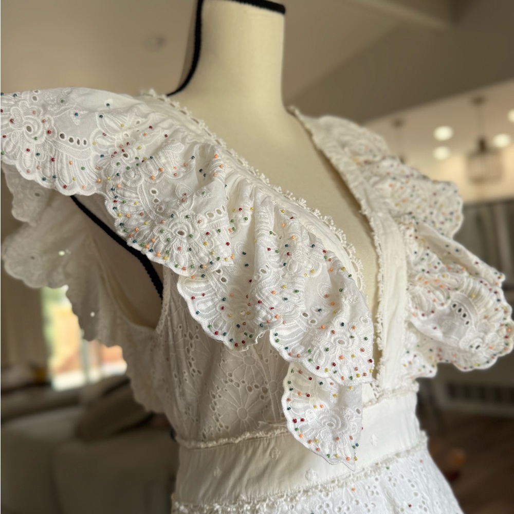 FARM Rio White Ruffled Mini Dress - Picture 2 of 4